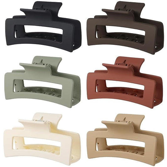 Hair Clip, 3.5 Inch Medium Hair Claw Clips 6 Pack for Women - Brown Hair Accessories