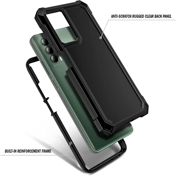 Designed for Cricket Outlast Phone Case, ATT Jetmore Case with [Built-in Screen Protector], Full-Body Protective Shockproof Rugged Bumper Cover Case (Black)