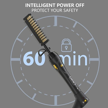 Dan Technology 500℉ hot Comb,60 Min Auto-Off Hair Straightener Comb,7 Temperatures Adjustable Ceramic hot Comb,Electric Pressing Comb for Black Hair,Professional hot Combs for Natural Black Hair