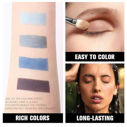 4 Colors Icy Blue Steel Blue Midnight Blue Jet Black Eye Shadow Palette Makeup, Highly Pigmented Waterproof Matte Shimmer Eyeshadow Palette for Women, paleta de sombras de ojos, Vegan & Cruelty-free13