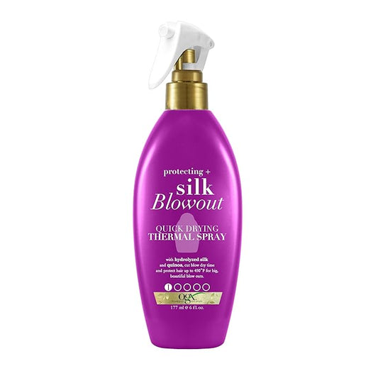 OGX Protecting + Silky Blowout Quick Drying Thermal Spray, 6 Fl Oz