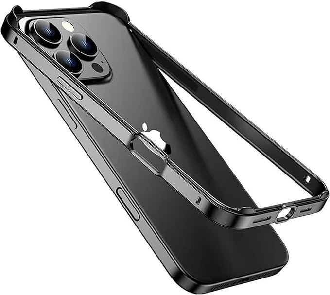 for iPhone 16 Pro Max Bumper Case Metal, Aluminum Alloy + TPU Bumper Frame Slim Fit No Back Design Excellent Heat Dissipation Compatible with MagSafe 4 Corner Raised Shockproof (Black)