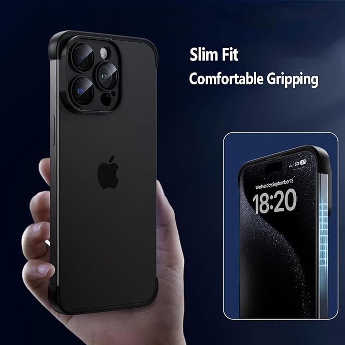 for iPhone 16 Pro Max Frameless Bumper Case with Camera Lens Protector, Slim Fit No Back No Frame Design TPU Bumper Compatible with MagSafe Excellent Heat Dissipation Minimalist (Titanium Gray)