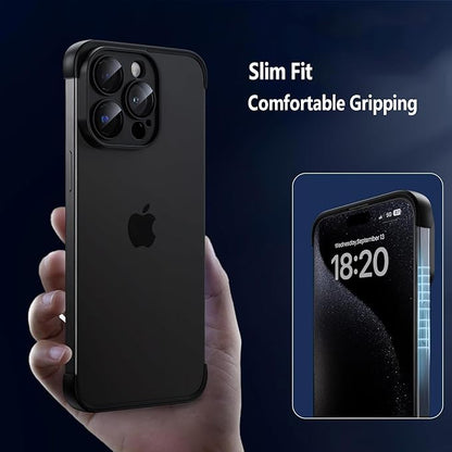 for iPhone 16 Pro Max Frameless Bumper Case with Camera Lens Protector, Slim Fit No Back No Frame Design TPU Bumper Compatible with MagSafe Excellent Heat Dissipation Minimalist (Titanium Gray)