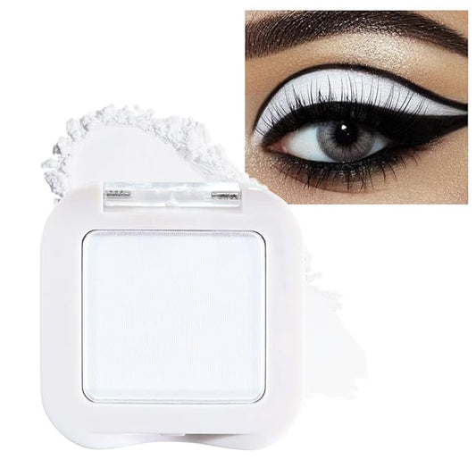 evpct Matte White Single Eye Shadow Palette Makeup for Older Women, White Cream Eye shadow Palette Single for Older Women Matte, High Pigment Waterproof Monochrome Mini Eyeshadow, sombra de ojos
