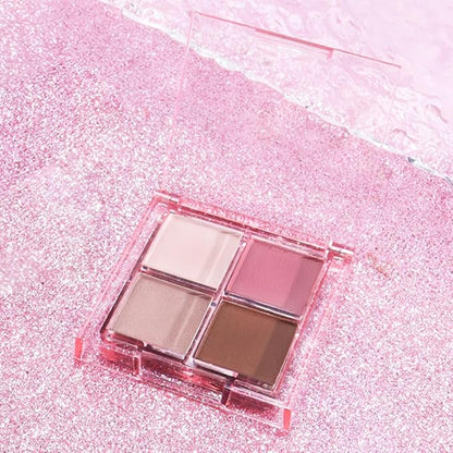 Eyeshadow Quads Blendable Glitter Matte Eyeshadow Palette, Nude Pink Nude Brown Coffee Shinmmer Sparkly Four Eyeshadow Palette Makeup, Everyday Nature Long-Lasting Waterproof Women Girls Eyeshadow 1#