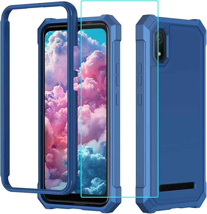 for Cloud Mobile Stratus C8 Case with Screen Protector,Full Body Protection Front PC Back Soft Silicone Bumper,Heavy Duty Protection Shockproof Phone Case for Cloud Mobile Stratus C8 Blue