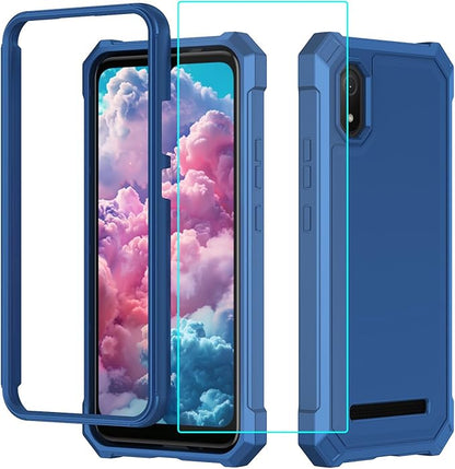 for Cloud Mobile Stratus C8 Case with Screen Protector,Full Body Protection Front PC Back Soft Silicone Bumper,Heavy Duty Protection Shockproof Phone Case for Cloud Mobile Stratus C8 Blue