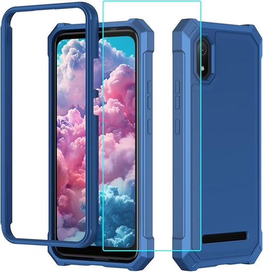 for Cloud Mobile Stratus C8 Case with Screen Protector,Full Body Protection Front PC Back Soft Silicone Bumper,Heavy Duty Protection Shockproof Phone Case for Cloud Mobile Stratus C8 Blue