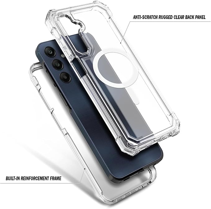 Designed for Samsung Galaxy A36-5G Phone Case, Magnetic Compatible with MagSafe, [Raised Corners Drop Protection] Shockproof Protective Bumper Cover (Clear)