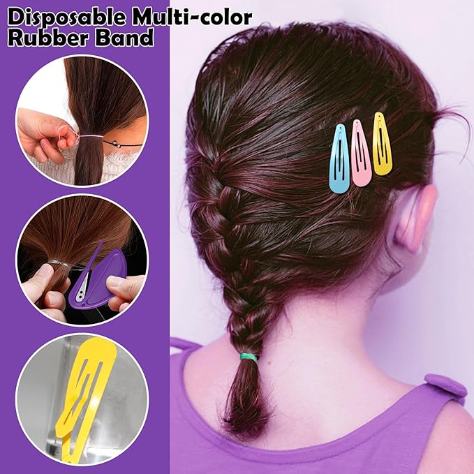 32 Colors Small Hair Rubber Bands with 16 Hair Styling Tools, 2000 Pcs Elastic Girl Baby Hair Ties Mini Hair Bands with Hair Elastic Cutter Hair Accessories Xmas Stuff for Girls Baby Toddlers Kids