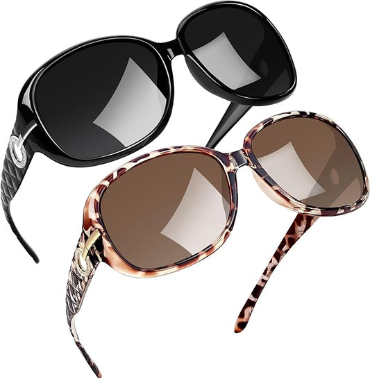 Joopin Big Womens Sunglasses Polarized Trendy Sun Glasses Large Rectangle UV Protection Rhinestone Sunnies