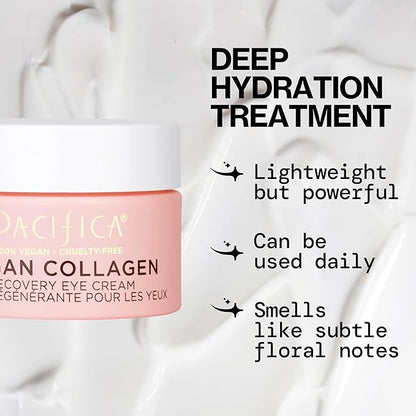 Pacifica Beauty, Vegan Collagen Overnight Recovery Eye & Face Cream, Hyaluronic Acid, Caffeine, Vitamin C & E, Hydrating & Moisturizing Skin Care for Aging and Dry Skin, 15ml - 0.5 fl oz