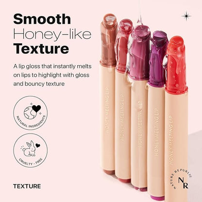 Nature Republic HONEY MELTING LIP (06 COCO) SOFT LIP STICK, Hydrating Gloss, Moisturizing balms, Sheer tint, Shine & Glowy Finish, korean make up