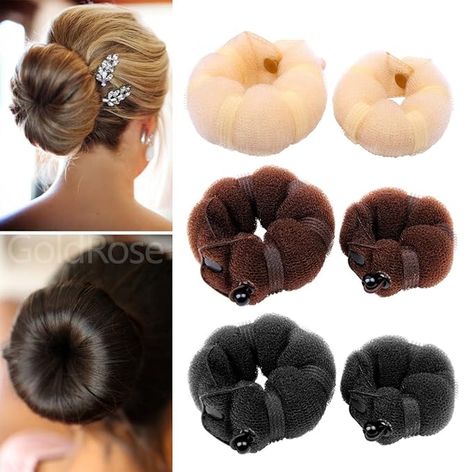 Beauty Small Hair Bun Maker - 2 Pieces Magic Styling Twist Ring Doughnut Chignon for Kids Ballet (Brown)