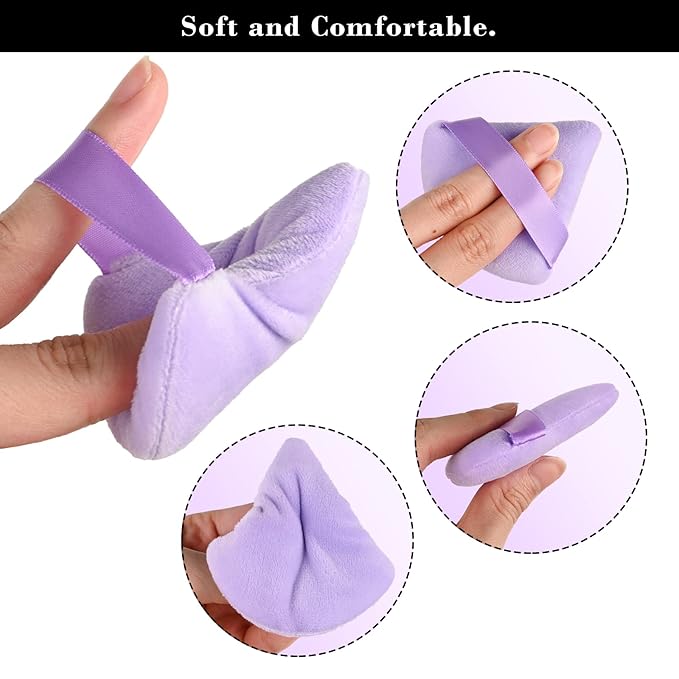 8pcs Triangular Powder Puff Face Soft Velvet Makeup Puff for Loose Powder Body Powder Makeup Sponge for Contouring Wet Dry Foundation Blender Sponge Beauty Makeup Tool.(Purple)