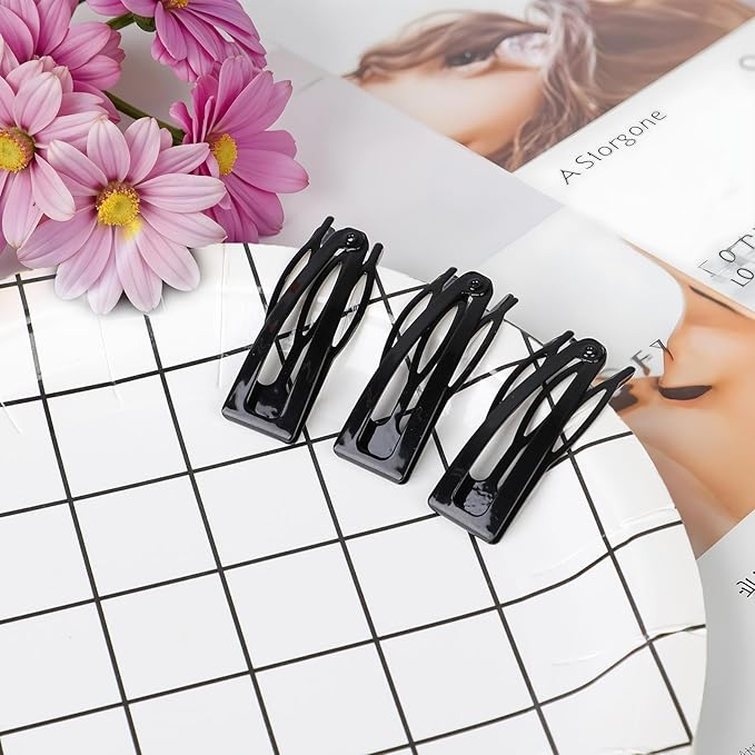 24Pcs Double Grip Hair Clips Metal Snap Hair Clips for Women Small Hair Barrettes Accessories for Women Making Salon(Black)