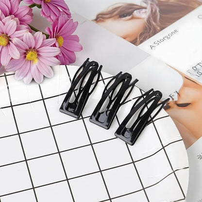 24Pcs Double Grip Hair Clips Metal Snap Hair Clips for Women Small Hair Barrettes Accessories for Women Making Salon(Black)