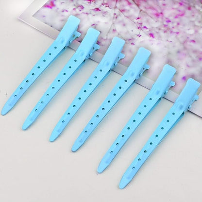 24 Packs Duck Bill Clips, Bantoye 3.35 Inches Rustproof Metal Alligator Curl Clips with Holes for Hair Styling, Hair Coloring, Blue