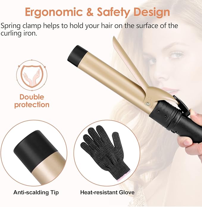 6-in-1 Curling Iron, Professional Instant Heat Up Hair Curling Wand Set with 6 Interchangeable Ceramic Barrels (0.35'' to 1.25'') and 2 Temperature Adjustments, Heat Protective Glove & 2 Clips
