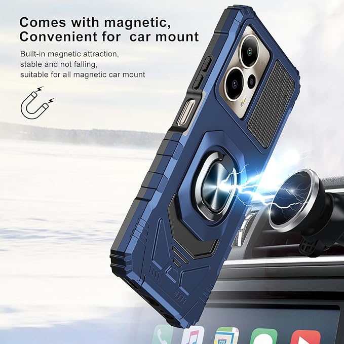 for Cricket Outlast 5G 2024 Case/AT&T Motivate Pro 5G Case with Screen Protector,Dual Layer Military Grade Protection with Ring Stand Phone Case for Cricket Outlast 5G/ATT Motivate Pro 5G Blue