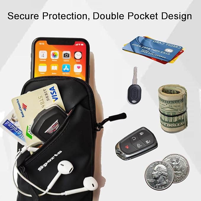 Phone Holder, Small Crossbody Shoulder Holsters Bag with Arm Band, Fits iPhone and Android, Use for Running, Walking, Hiking & Biking (6.7 Inches, Pink)