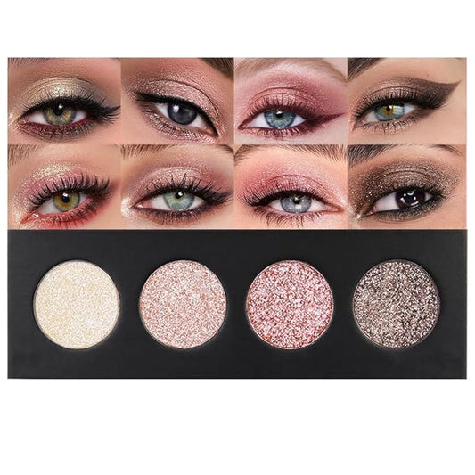 4 Colors Highlight Pink-Purple Eyeshadow Palette, SHANY Cosmetics Shimmer Palette, Cruelty-Free and Vegan Formula, Glitter Eyeshadow for Professional Makeup