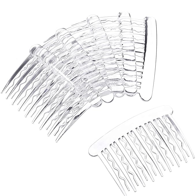 12 Pieces Plastic Teeth Hair Combs Tortoise Side Comb Hair Accessories(Transparent)