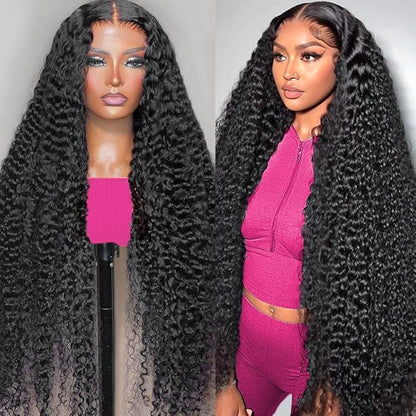 32 Inch Deep Wave Lace Front Wigs Human Hair 13x6 Curly HD Transparent Lace Front Wigs Human Hair 210% Density Pre Plucked with Baby Hair