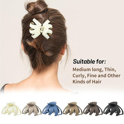 6 Pcs Hair Claw Clips for Women, 2.8" Medium Non-Slip Octopus Jumbo Hair Accessories (Multi-colors)