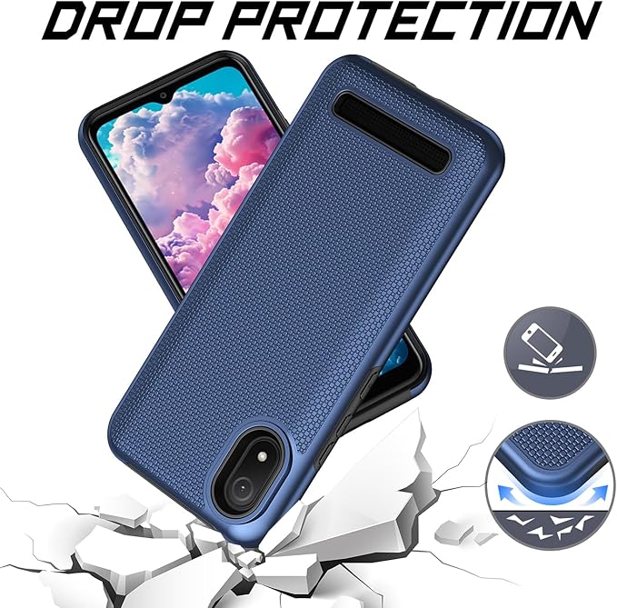 for Cloud Mobile C8 Phone Case with Screen Protector,Stratus C8 Phone Case Dual Layer Heavy Duty Protection,Slim Lightweight Rugged Military Grade Shockproof Cover for Cloud Stratus C8 Blue
