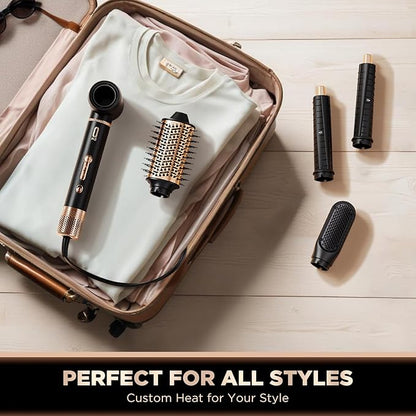 5 in 1 High-Speed Hot Air Styler - Professional Frizz-Free Hair Dryer Brush with Negative Ions, Fast Drying Blow Dryer Brush, No Heat Damage, Auto-Wrap Curl, Volumize, Straighten