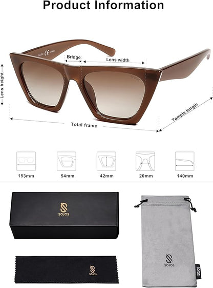 SOJOS Trendy Oversized Square Cateye Polarized Sunglasses Womens Big Frame Shades SJ2115