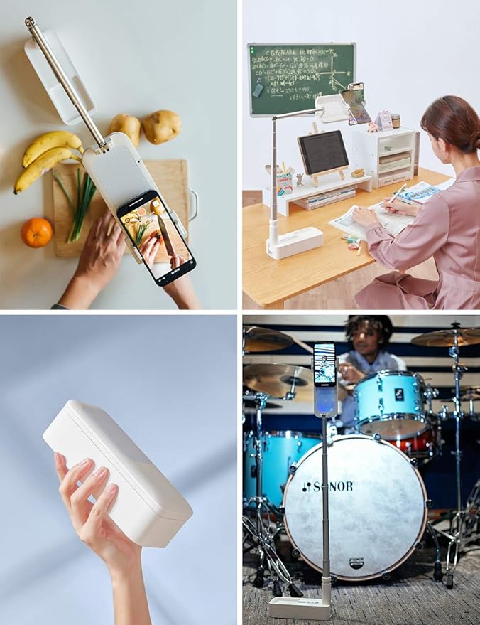 Viozon Extendable Selfie Stand 360° Rotation with Phone Holder, Rechargeable Wireless Foldable 7 Brightness LED Light for Live Streaming/YouTube/Tiktok/Video Recording/Photography/Reading (V6W)