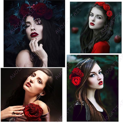14 Pieces Halloween Rose Hair Clip U-Shape Hair Flowers Fork Clip Gothic Styling Hair Accessories for Cosplay Ghost Bridal Halloween Costume
