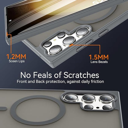 OWKEY S23 Ultra Case 6.8'', Magnetic Samsung Galaxy S23 Ultra Case for Magsafe, [Shockproof Military] Translucent Back Slim Bumper Cover Phone Case Galaxy s23 Ultra case, Gray