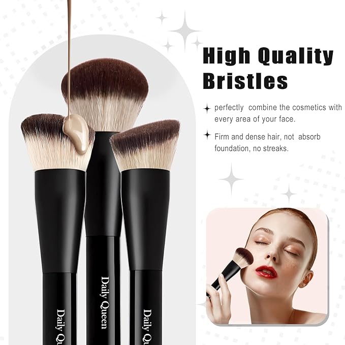 25 pcs Makeup Brush Set Holder Black Professional Kabuki Powder Concealers Eye shadows Blush Eyeliner Eyebrow Contour Eye blending Brushes