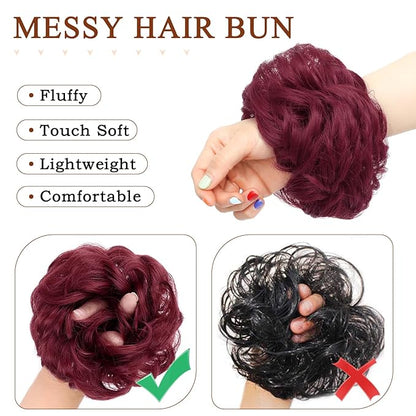 MORICA 1PCS Messy Hair Bun Hair Scrunchies Extension Curly Wavy Messy Bun Hair Synthetic Chignon Hairpieces for Women(BUG#)