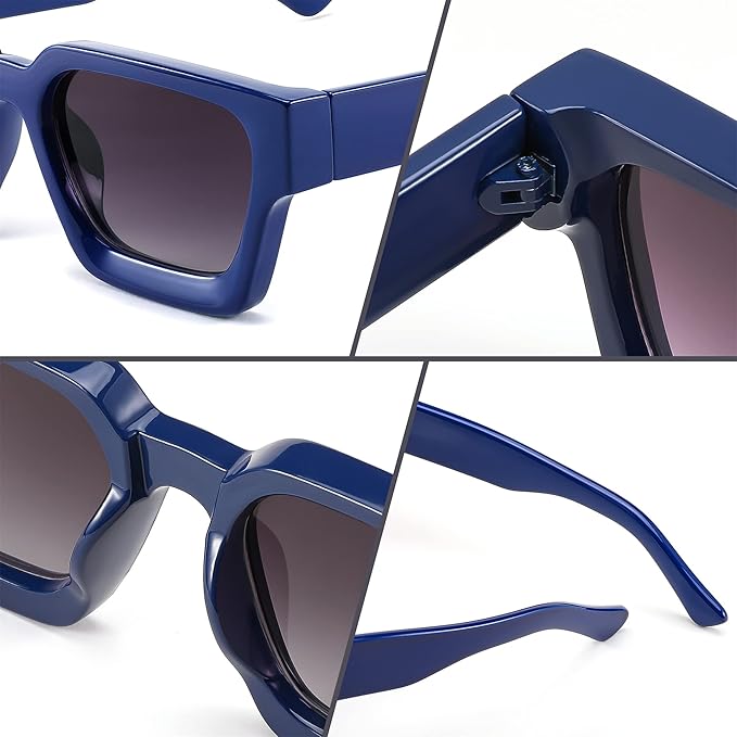 FEISEDY Retro 90s Square Sunglasses for Women Men Trendy Chunky Rectangle Sunglasses UV400 Protection B2385