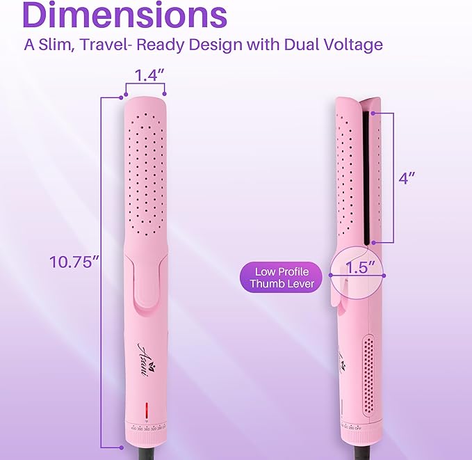 Asani 360° Airflow Styler - 2-in-1 Professional Curling Wand & Hair Straightener - Flat Iron Curler with Cooling Fan, Air Vents - Crimper Styling Tool for Volume & All-Day Curls - for All Hair (Pink)
