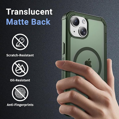 for iPhone 13 case, with [Compatible with MagSafe][Military Grade Drop Protection][Heavy Duty Protection][Non-Slip][Shockproof] with 2-Layer Durable Bumper Phone Case 6.1''-Army Green