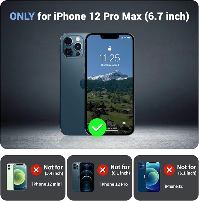 for iPhone 12 Pro Max case, [Compatible with MagSafe][Military Grade Drop Protection][Heavy Duty Protection][Non-Slip][Shockproof] with 2-Layer Durable Bumper Phone Case 6.7''-Black