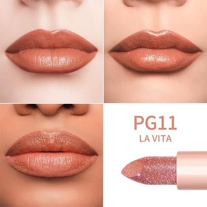 Oulac Moisture Lipstick Set 3PCS - Infinity High Shine Finish, Hydrating Vegan Lipstick Infused with Damask Rose Oil for All-Day Comfort, Gluten-Free, PG09+PG11+PG14