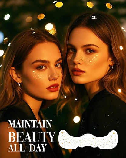 Glitter Freckles, Face Glitter for Kids Women Girls, Waterproof Glow Up Singer Concerts Festival Rave Accessories (Gold - Hearted)