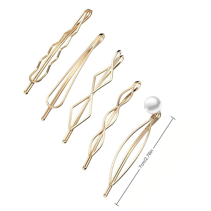 10 Pieces Geometric Metal Hair Clips and Barrettes for Women - Hair Styling Pins, Minimalist Wedding Accessories and Headwear (Gold, Silver)