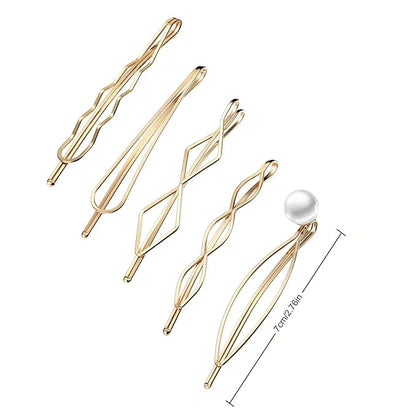10 Pieces Geometric Metal Hair Clips and Barrettes for Women - Hair Styling Pins, Minimalist Wedding Accessories and Headwear (Gold, Silver)