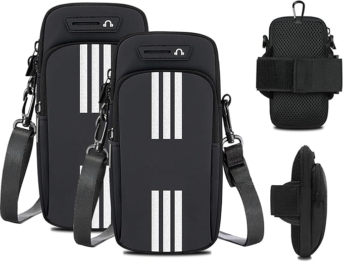 Phone Holder for Running Armband,2 Pack Cell Phone Purse Small Crossbody Bags for Women Men Kids,iPhone 16 15 14 13 12 11 Pro Max Xs 16e Xr X Plus Galaxy Ultra Arm Bands Sleeve Carrier Pouch