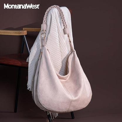 Montana West Large Hobo Bags for Women Slouchy Shoulder Purse Handbag with Zipper and Woven Handle