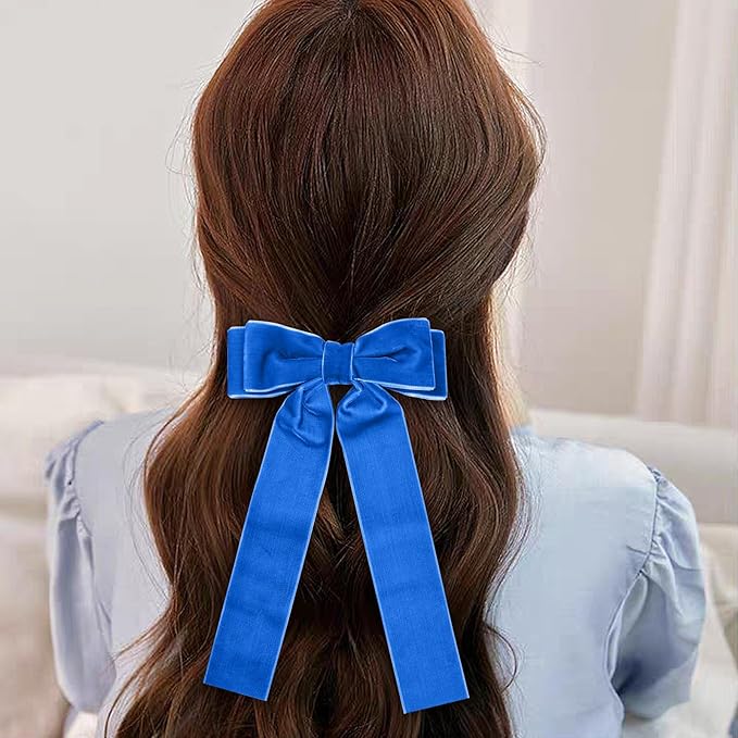 6 Colors Velvet Hair Ties, Bow Hair Clips for Women, Back to School Gifts Headdress Decor, Hair Band Set, Baby Teen Girl Stuff Hair Styling Accessories