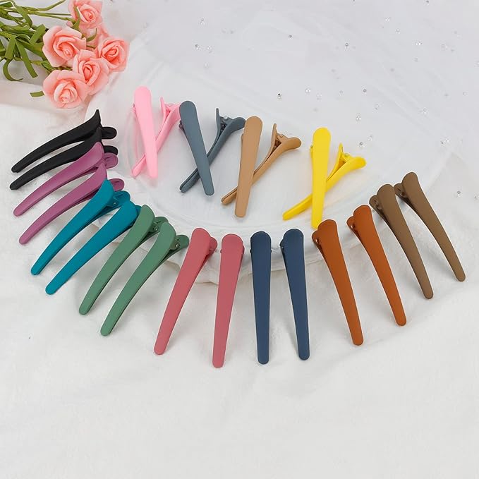 24 PCS Colorful Hair Clips - 3.1 Inch Matte Alligator Barrettes, No Crease Duck Billed Clips, YISSION Hair Accessories for Women Girls
